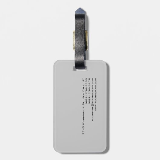 Chic Einzigartiges Script Grau Modernes Minimalist Gepäckanhänger (Rückseite vertikal)