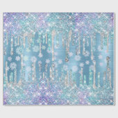 Chic Eis blue aqua dripping Glitzer Geschenkpapier (Flach)