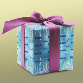Chic Eis blue aqua dripping Glitzer Geschenkpapier Set