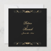 Chic Elegance Black and Gold Hochzeit Einladung (Rückseite)