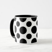Chic Elegance: Black Polka Dot 11oz Keramik Tasse (Vorderseite Links)