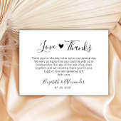 Chic Elegance Heart Script Wedding Foto Vielen Dan Mitteilungskarte