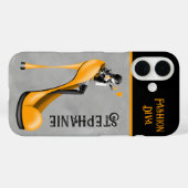 Chic Elegance: Modebewusste Dame beim Küsschen-Bla Case-Mate iPhone Hülle (Rückseite (Horizontal))
