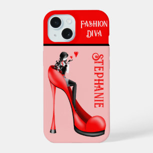 Chic Elegance: Modebewusste Dame beim Küsschenwerf iPhone 15 Hülle