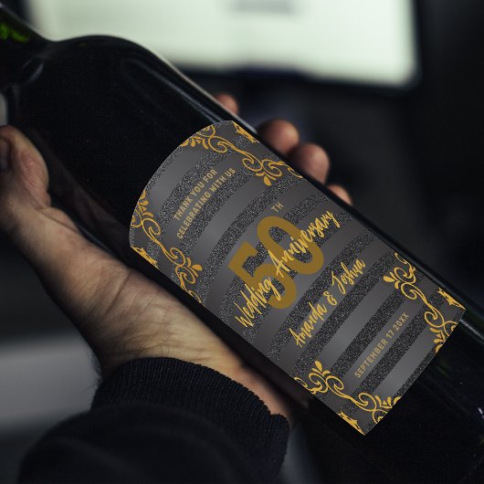 Chic Elegant 50. Hochzeitsfeier Weinetikett