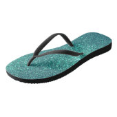 Chic Elegant Aquamarin Blue Funkelnd Glitzer Badesandalen (Schrägansicht)