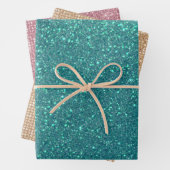 Chic Elegant Aquamarin Blue Funkelnd Glitzer Geschenkpapier Set (Beispiel)