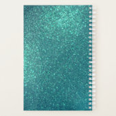 Chic Elegant Aquamarin Blue Funkelnd Glitzer Monog Planer (Rückseite)