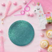 Chic Elegant Aquamarin Blue Funkelnd Glitzer Pappteller (Party)