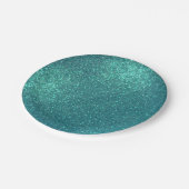 Chic Elegant Aquamarin Blue Funkelnd Glitzer Pappteller (Schrägansicht)