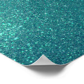 Chic Elegant Aquamarin Blue Funkelnd Glitzer Poster (Ecke)