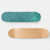 Chic Elegant Aquamarin Blue Funkelnd Glitzer Skateboard (Horizontal)