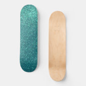Chic Elegant Aquamarin Blue Funkelnd Glitzer Skateboard (Vorderseite)