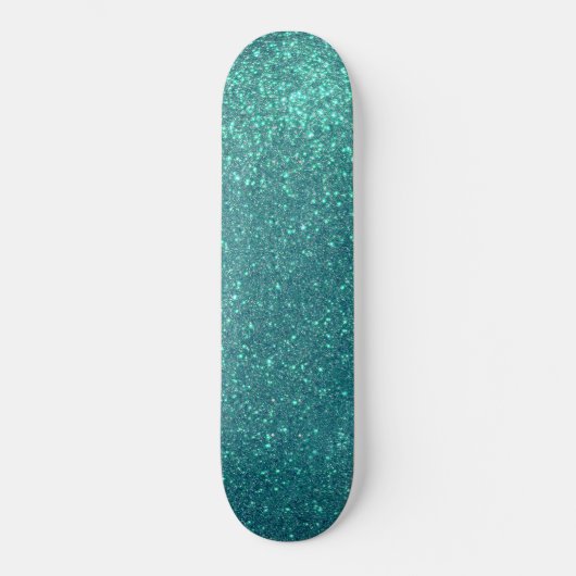 Chic Elegant Aquamarin Blue Funkelnd Glitzer Skateboard (Vorderseite)