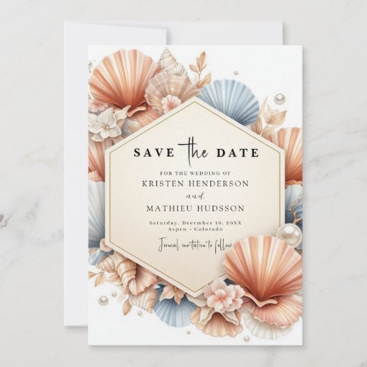 Chic Elegant Beach Wedding Save The Date (Vorderseite)