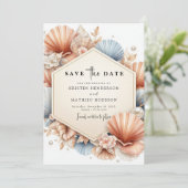 Chic Elegant Beach Wedding Save The Date (Stehend Vorderseite)