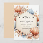 Chic Elegant Beach Wedding Save The Date (Vorne/Hinten)