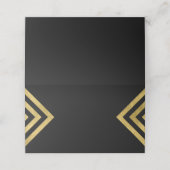 Chic Elegant Black and Imitats Gold Geometric Platzkarte (Außenseite Aufgefaltet)