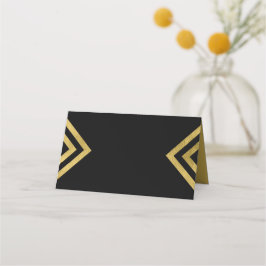 Chic Elegant Black and Imitats Gold Geometric Platzkarte