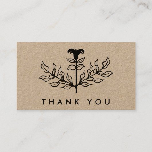 Chic Elegant Black Lily ORDER DANK YOU Kraft Visitenkarte (Vorderseite)