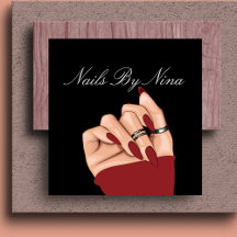 Chic Elegant Black & Red Nail Salon Manicurist