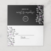 Chic Elegant Black & Silver Ocean Themed Wedding Platzkarte (Außenseite Aufgefaltet)