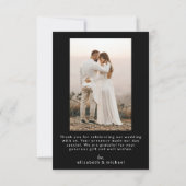 Chic Elegant Black Tie Wedding Thank You Card Einladung (Rückseite)