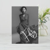 Chic Elegant Black & White Photo 50th Birthday Einladung (Stehend Vorderseite)