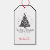 Chic Elegant Black White Script Christmas Tree Geschenkanhänger (Vorderseite)