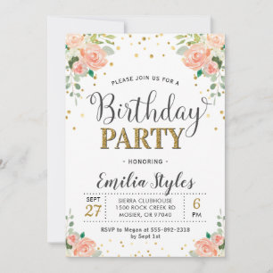 Chic Elegant Bläserpeony Ladys Women Birthday Einladung