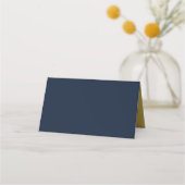 Chic Elegant Blau und Imitats Gold Geometric Platzkarte (Rückseite)