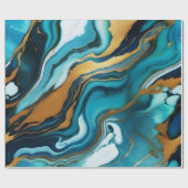 Chic Elegant-blaue goldfarbene Imitate Marmor Geschenkpapier (Flach)