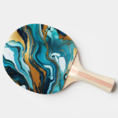 Chic Elegant-blaue goldfarbene Imitate Marmor Tischtennis Schläger (Seitenansicht)