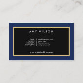 Chic Elegant Blogger Social Media Blue Floral Visitenkarte (Rückseite)