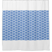 Chic Elegant Blue Honeycomb Muster Weiße Grenzen Duschvorhang (Vorderseite)