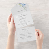 Chic Elegant Blue Periwinkle Hydrangea Floral UAWG All In One Einladung (Abreißen)