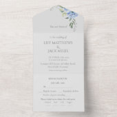 Chic Elegant Blue Periwinkle Hydrangea Floral UAWG All In One Einladung (Innen Boden)