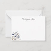 Chic Elegant Blue Wildblume Floral Mitteilungskarte (Vorderseite)