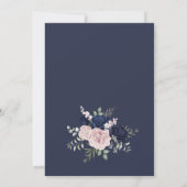 Chic Elegant Blush Navy Blue Wedding Einladung (Rückseite)