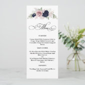 Chic Elegant Blush Navy Blue Wedding Menu Menükarte (Stehend Vorderseite)