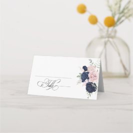 Chic Elegant Blush Navy Blue Wedding Platzkarte