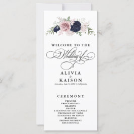 Chic Elegant Blush Navy Blue Wedding Program
