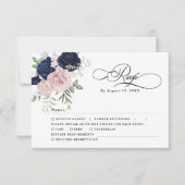 Chic Elegant Blush Navy Blue Wedding RSVP (Vorderseite)