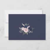 Chic Elegant Blush Navy Blue Wedding RSVP Karte (Rückseite)