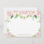 Chic Elegant Blush Pink Blume Note Card Mitteilungskarte (Rückseite)