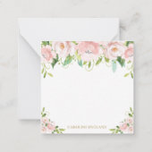 Chic Elegant Blush Pink Blume Note Card Mitteilungskarte (Rückseite)