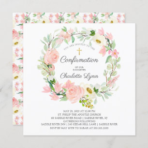 Chic & Elegant Blush Pink Floral Bestätigung Einladung
