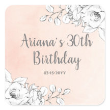 Chic Elegant Blush Pink White Floral Geburtstag