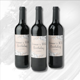 Chic Elegant Blush Pink White Floral Geburtstag Weinetikett