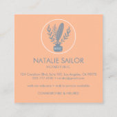 Chic Elegant Botanical Quill Logo Notary Public Quadratische Visitenkarte (Rückseite)